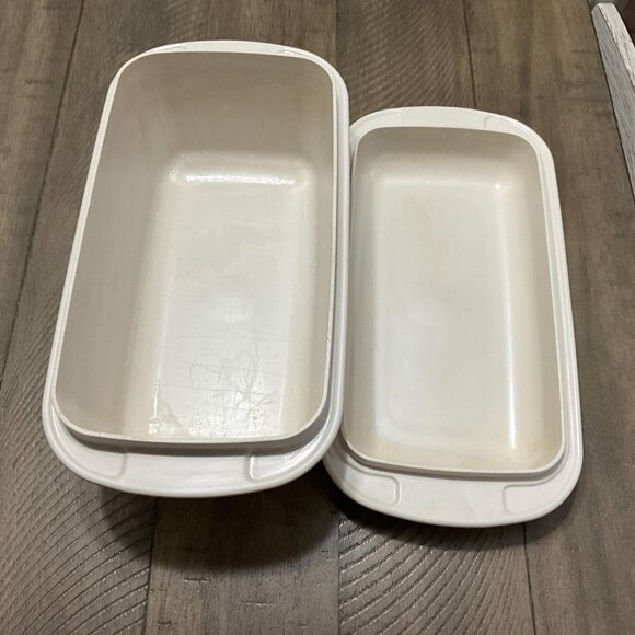 Vintage Tupperware Ultra 21 Ovenware Set Of 2 2 Qt Loaf Pan Casserole - Picture 2 of 3
